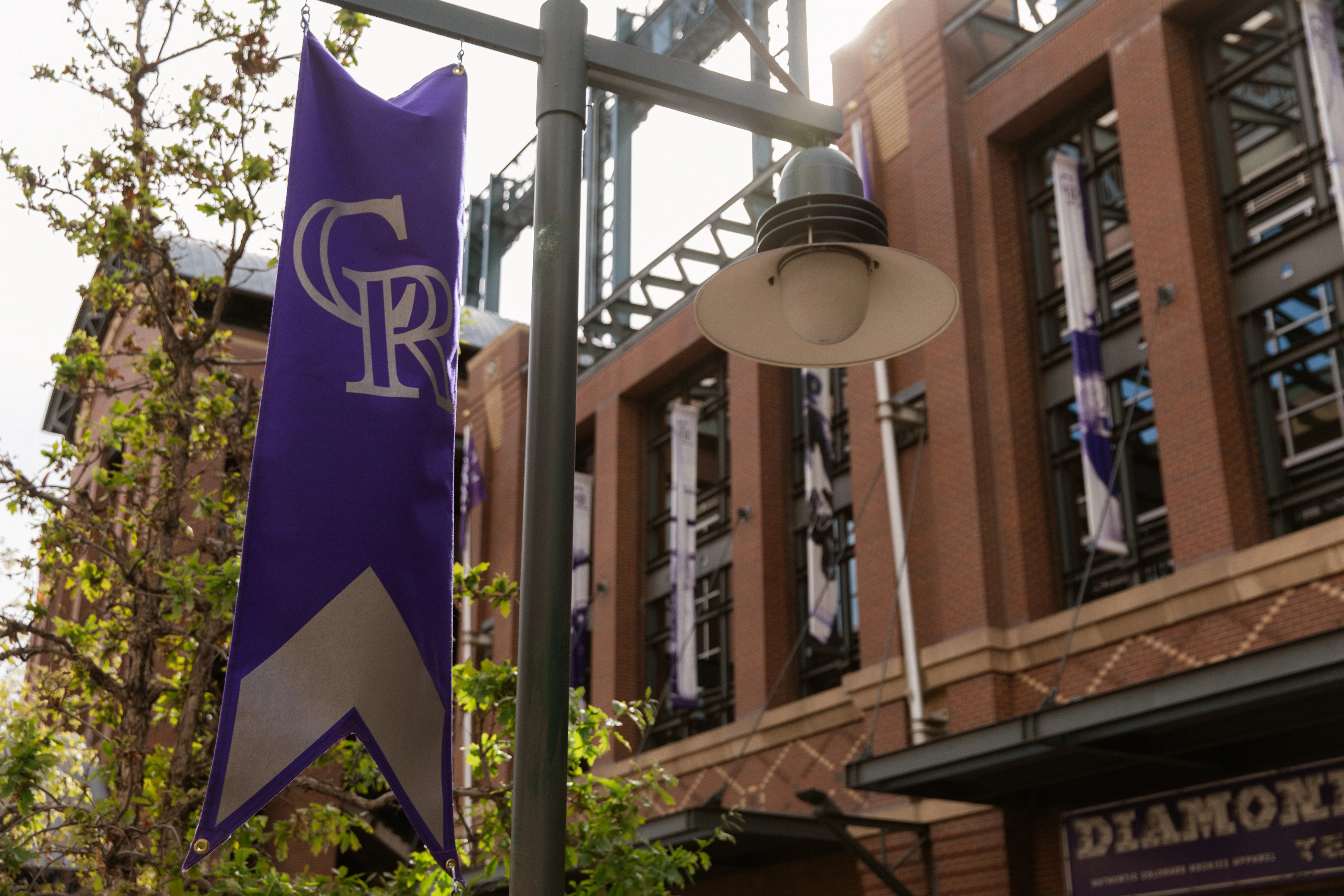 Colorado Rockies banner in afternoon light