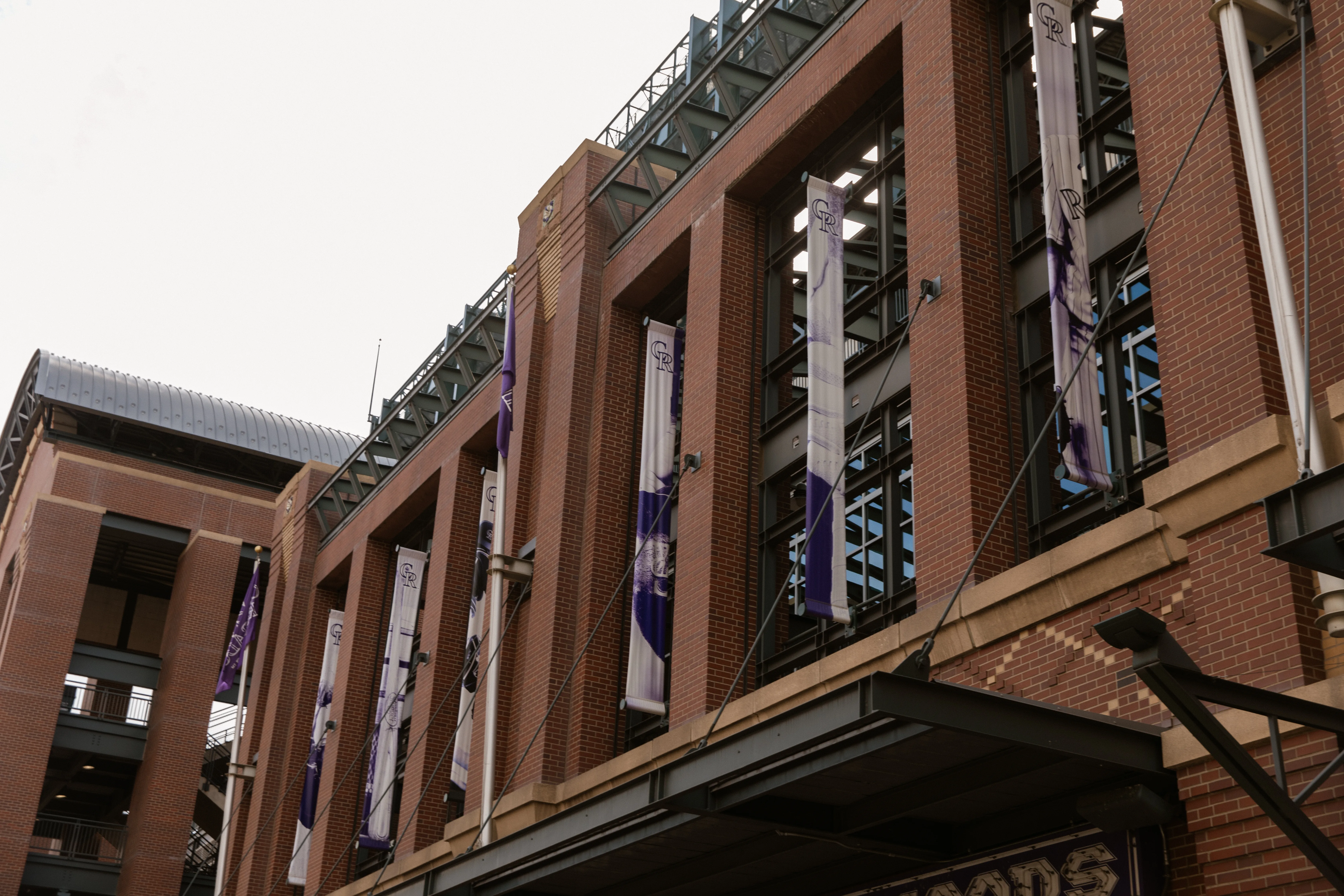 Rockies banners and brick facade