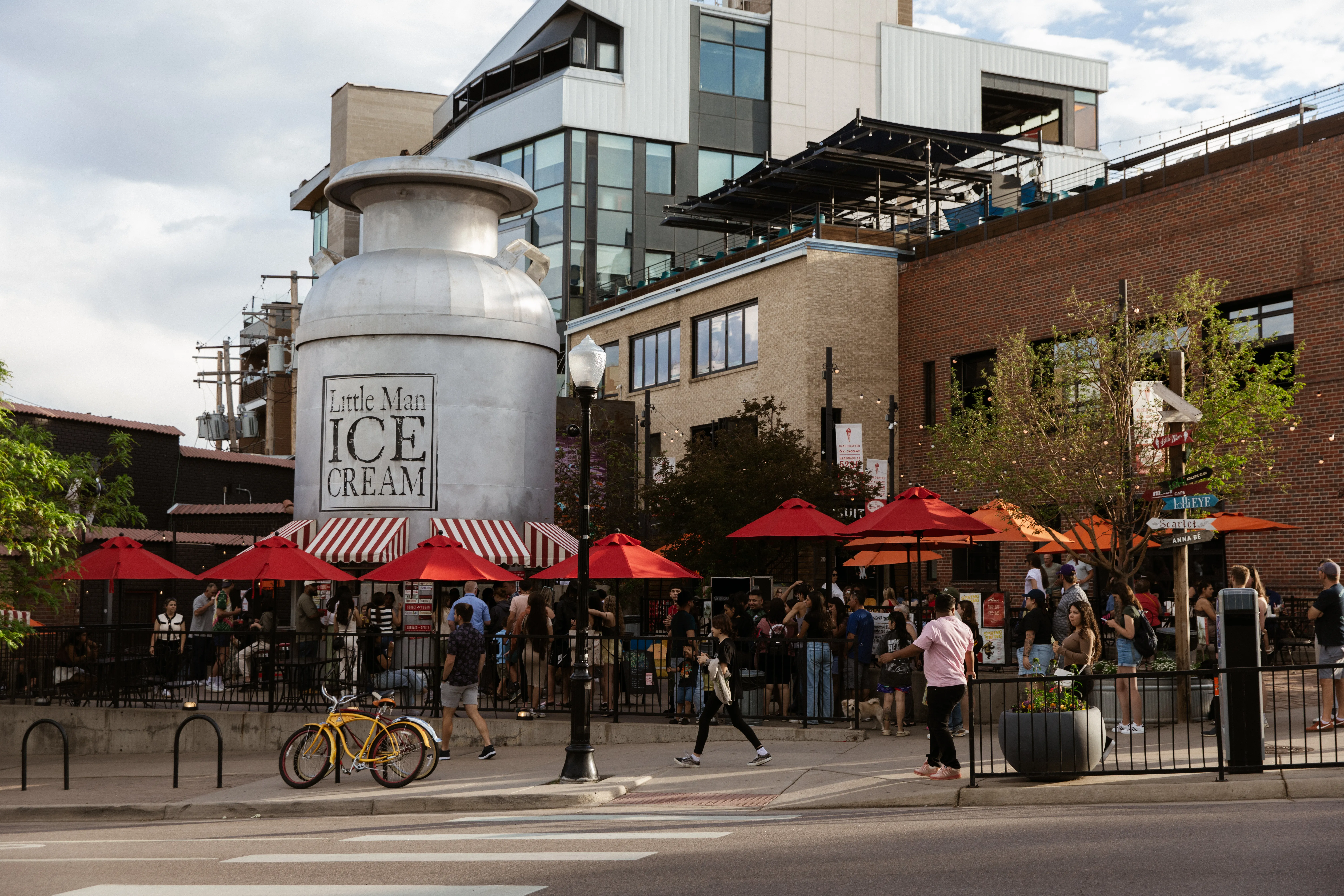 Little Man Ice Cream line at sunset