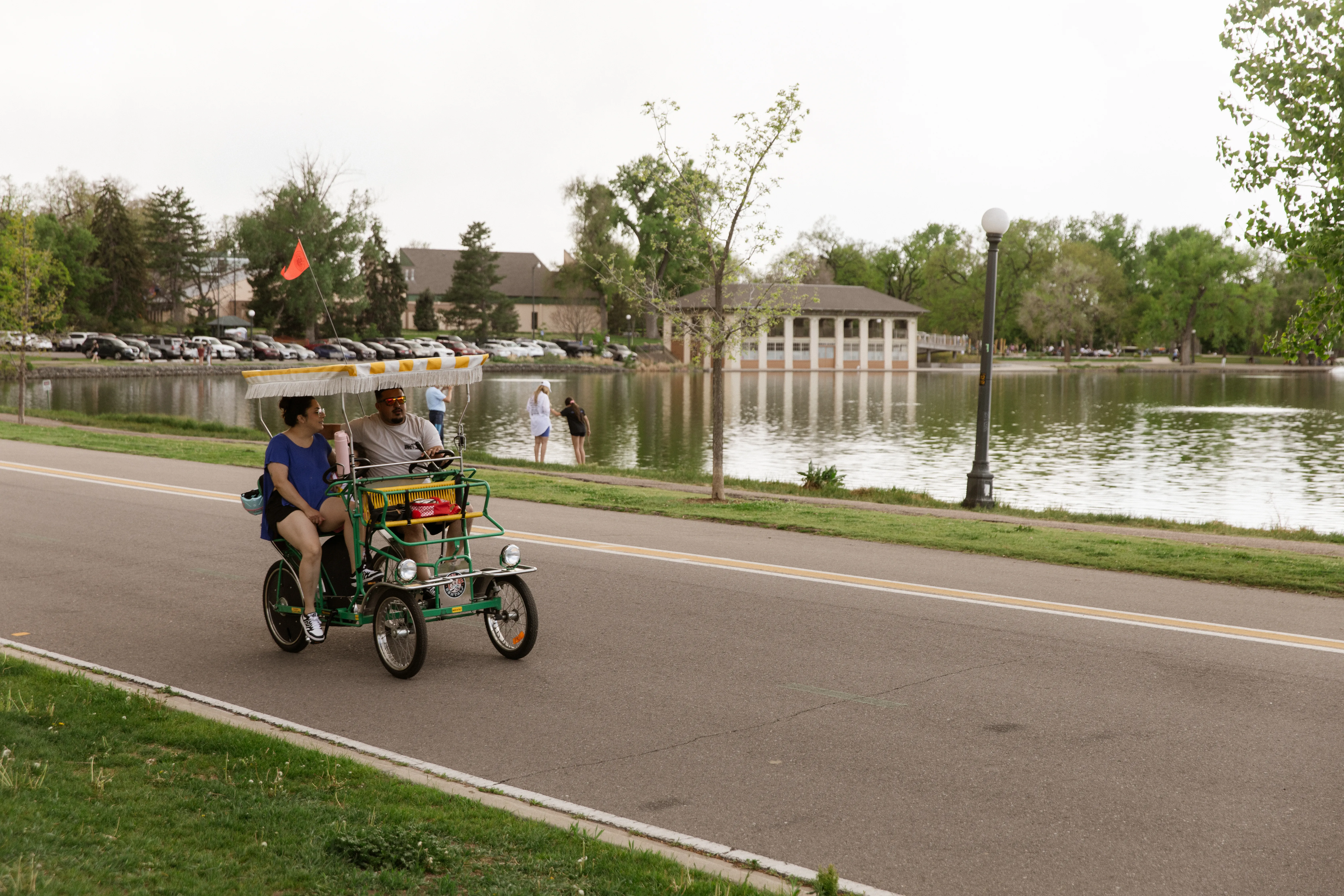 Wide lake view under incoming weather